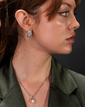 De Giorgi Pendant Necklace with freshwater pearl and cubic zirconia set in sterling silver by Godfrey Allure