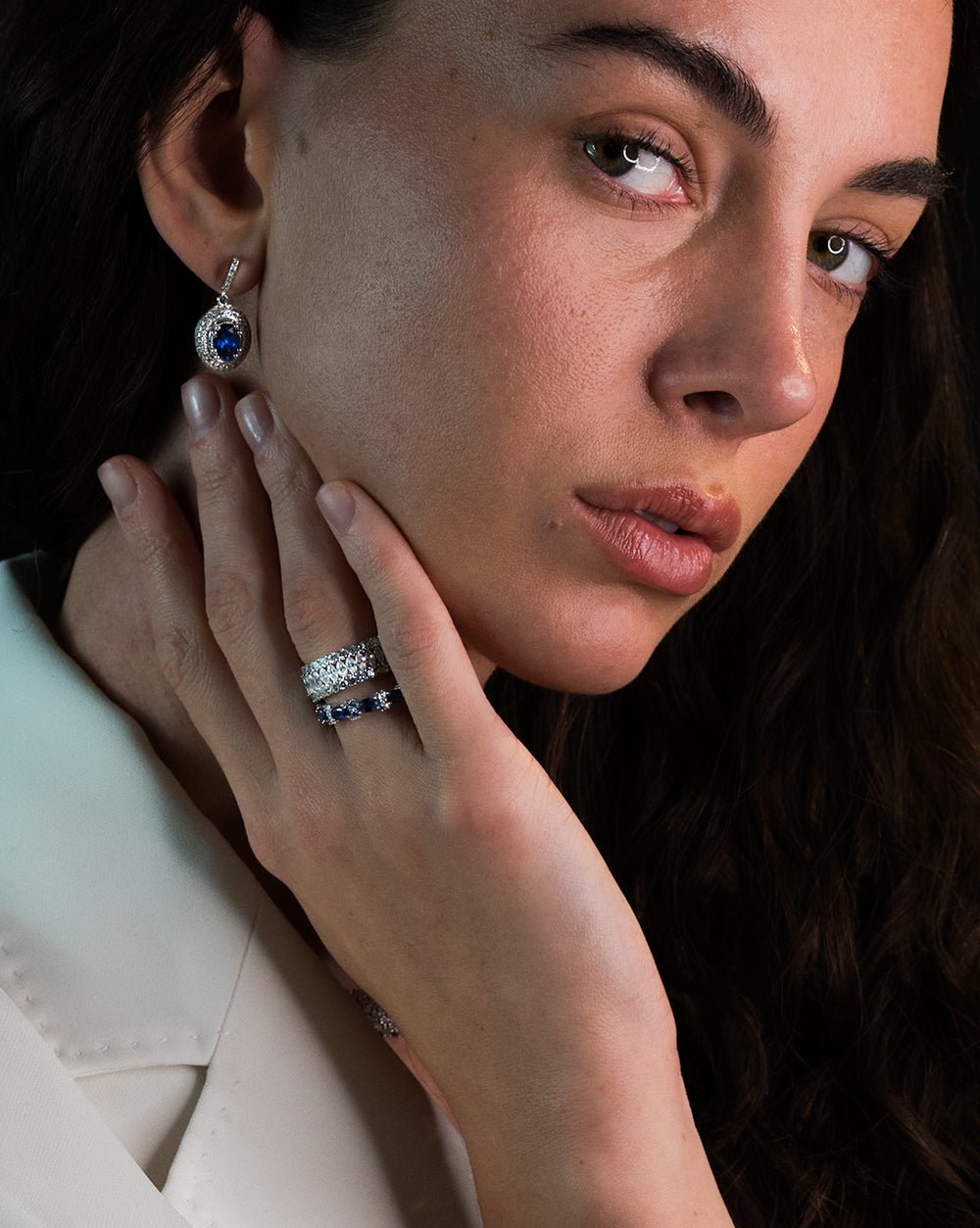 Brigida Halo Drop Earrings | Sapphire - Godfrey Allure Jewelry | Crafted in Refined Silver and Allyure Stones™ Designed for Modern Muses