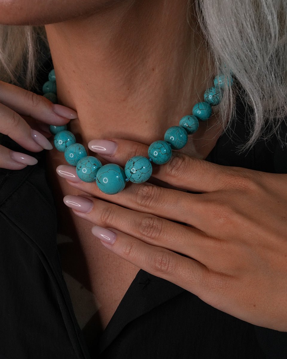 Carlo Necklace in Amalfi Aqua Pearl – Vintage Inspired Riviere Statement by Godfrey Allure