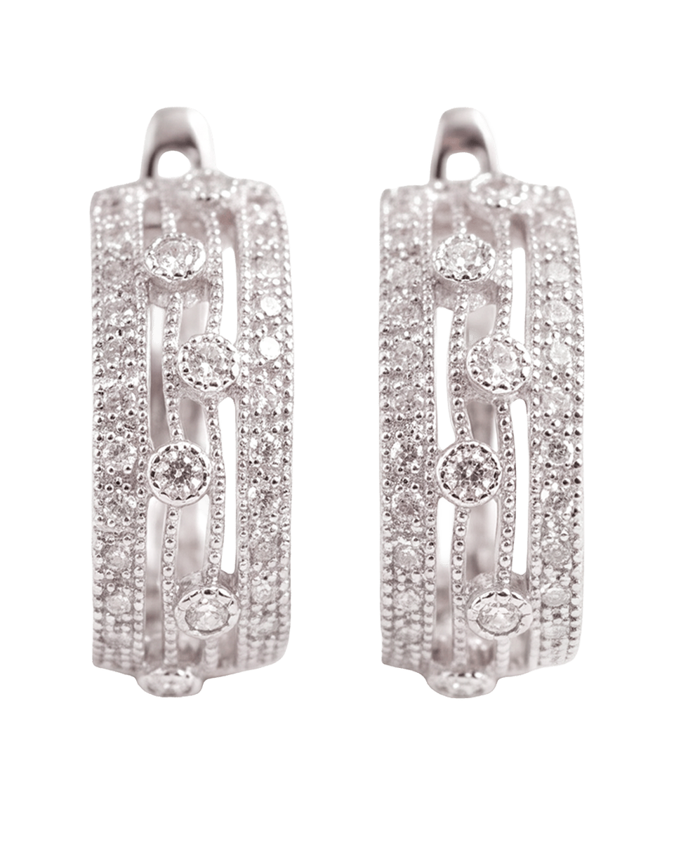 Claudette Huggie Earrings — Pavé - Godfrey Allure | Old Hollywood Sterling Silver Jewelry & Rivière Necklaces
