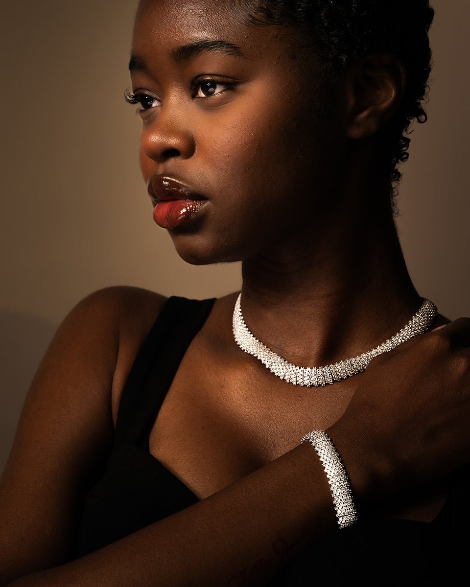 de Mille Wide-Link Sterling Silver Bracelet with Bezel-Set CZ – Godfrey Allure Jewelry