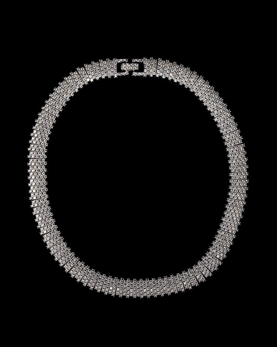 de Mille Wide Link Sterling Silver Necklace with Cubic Zirconia – Godfrey Allure Jewelry