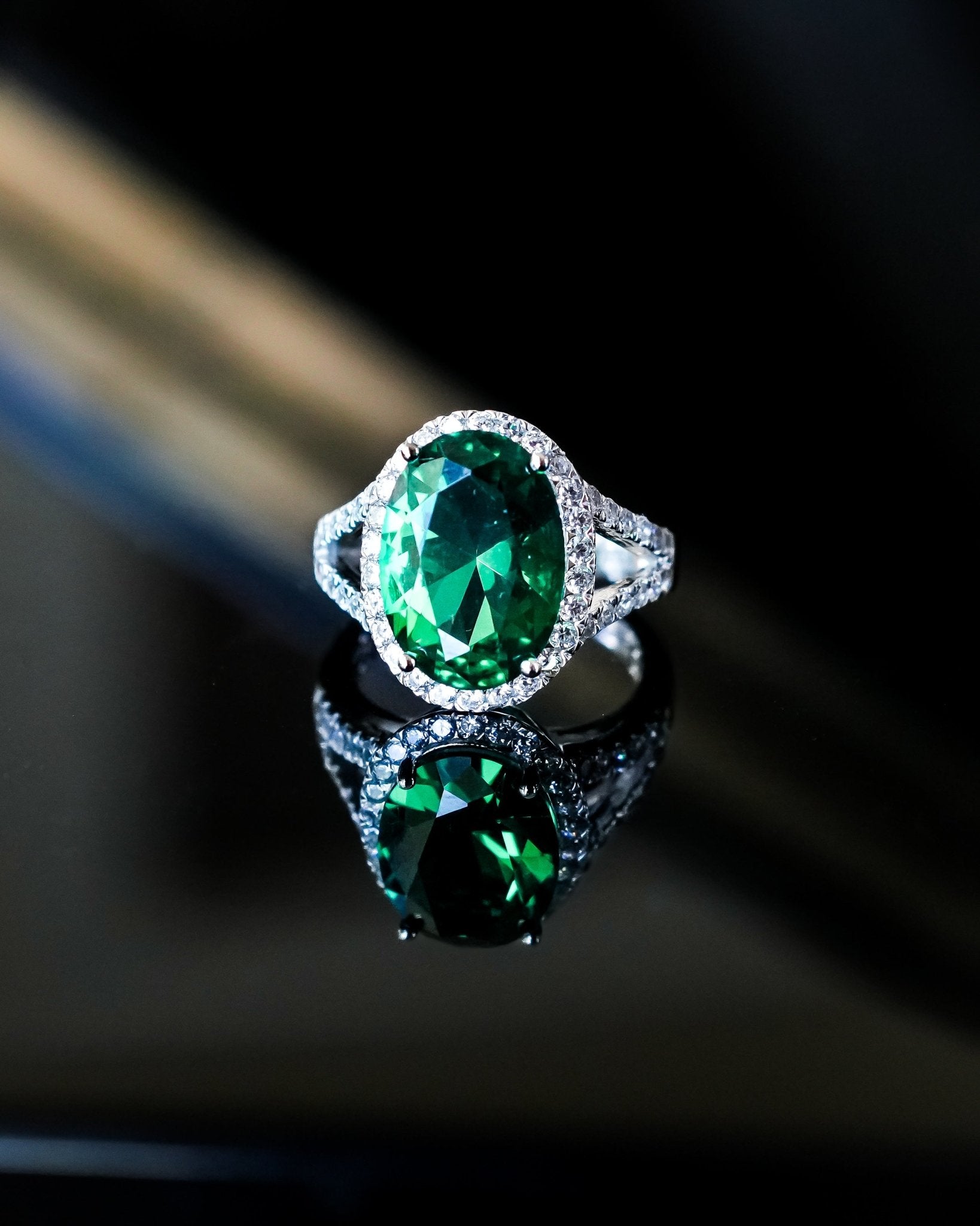 Eden Oval Simulated Emerald Ring in Sterling Silver – Godfrey Allure Jewelry