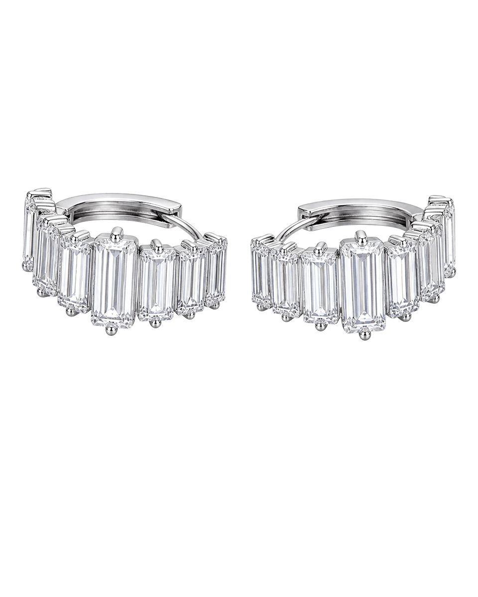 Franca Huggie Earrings — Baguette - Godfrey Allure | Old Hollywood Sterling Silver Jewelry & Rivière Necklaces