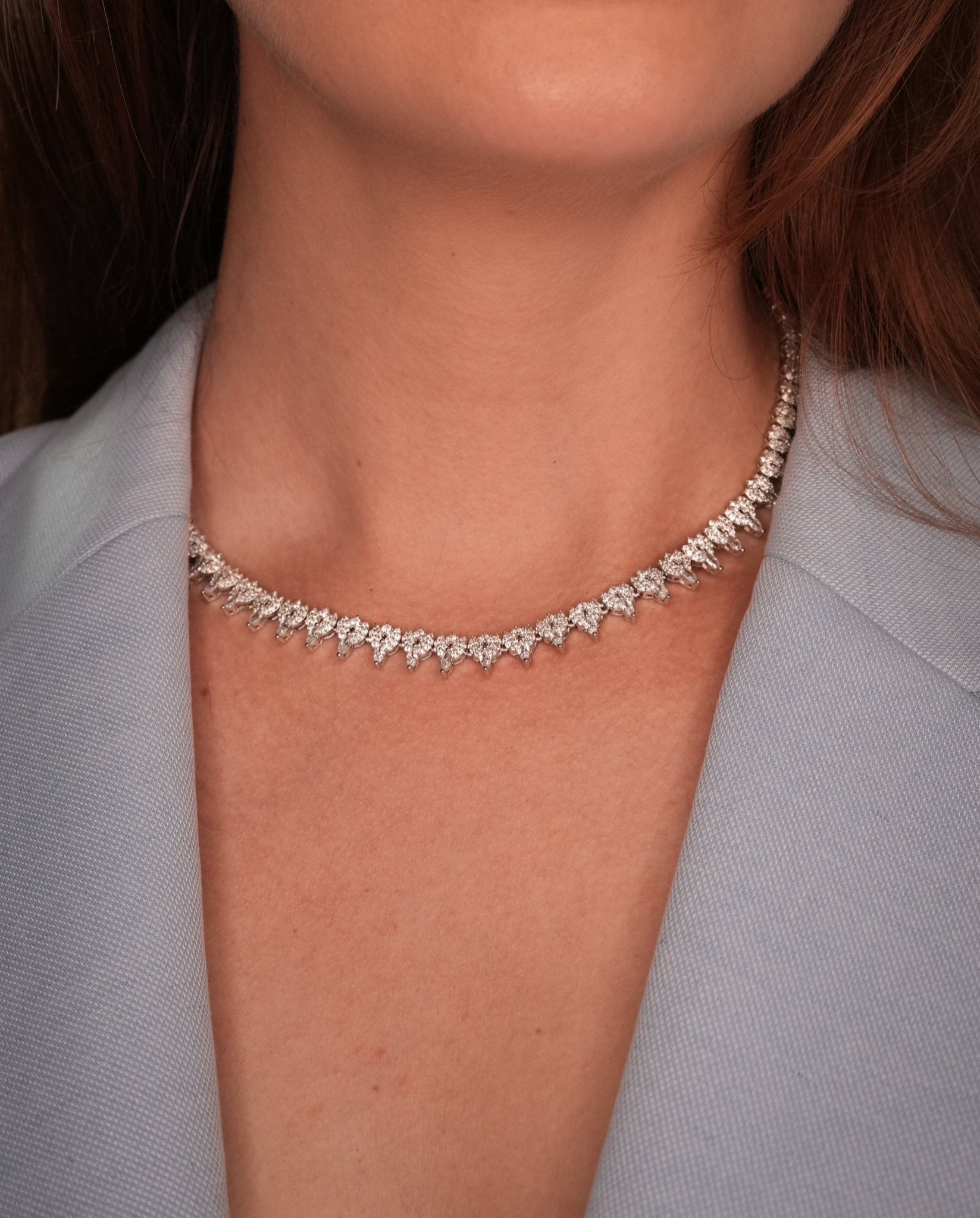 Hardwick Cluster Tennis Necklace in Sterling Silver – Godfrey Allure Jewelry
