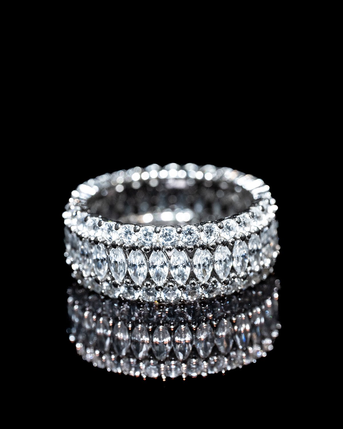 Ingrid Eternity Ring in Sterling Silver with Marquise & Round CZ – Godfrey Allure Jewelry