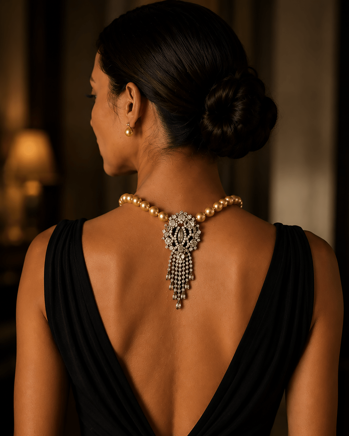Mireille Champagne Necklace - Golden Champagne Hue - Godfrey Allure | Old Hollywood Sterling Silver Jewelry & Rivière Necklaces