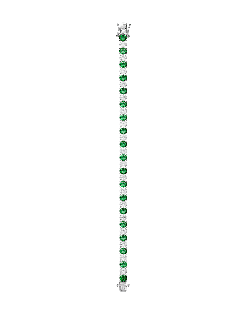 Taylor Tennis Bracelet — Emerald Accent - Godfrey Allure | Old Hollywood Sterling Silver Jewelry & Rivière Necklaces