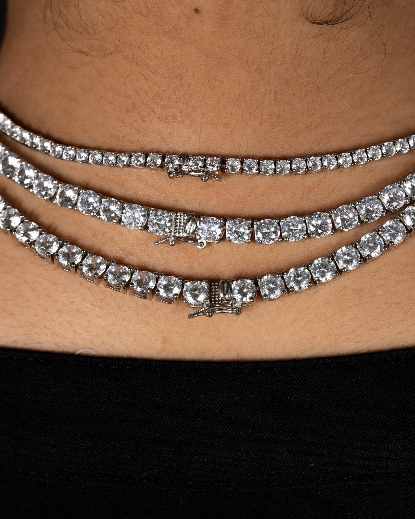 Cornelia Old Hollywood/it girl Rivière Necklace featuring 84 round-cut simulated diamonds set in refined silver, 18-inch length by Godfrey Allure