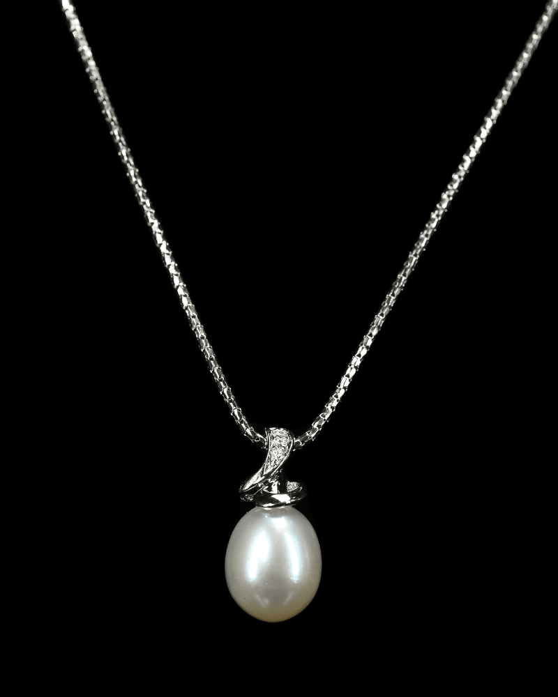 De Giorgi Pendant Necklace with freshwater pearl and cubic zirconia set in sterling silver by Godfrey Allure