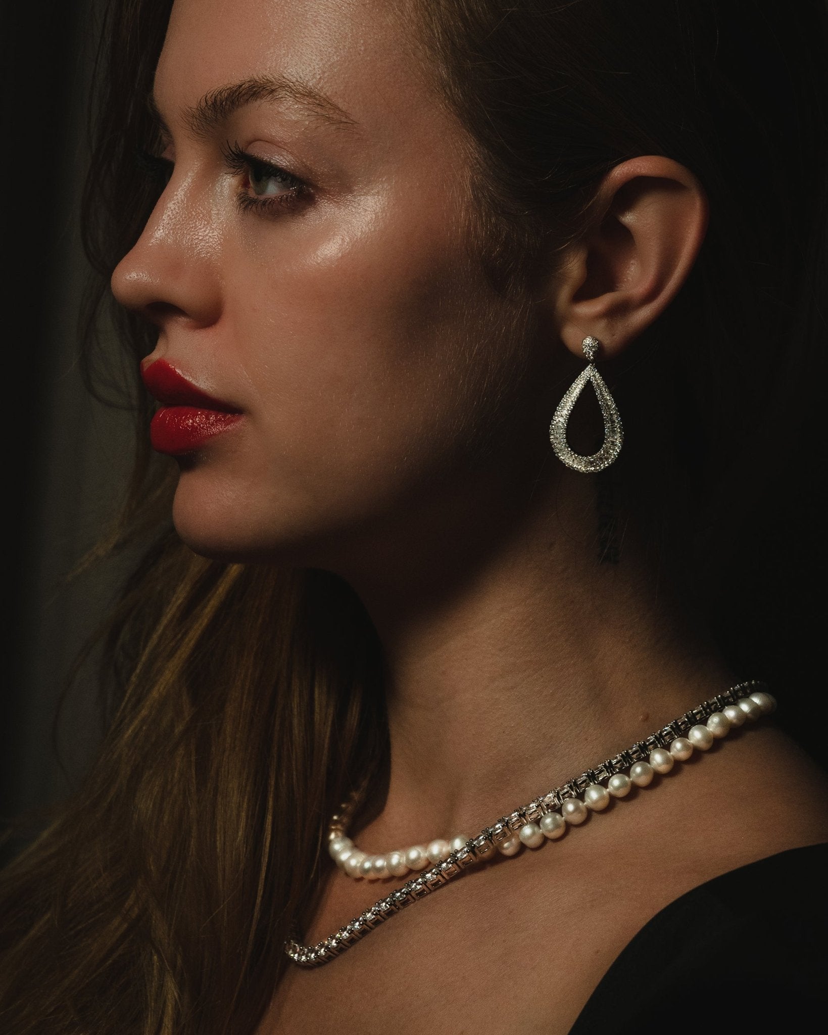 Velez Earrings with emerald and round cut simulated diamonds set in sterling silver for vintage-inspired elegance