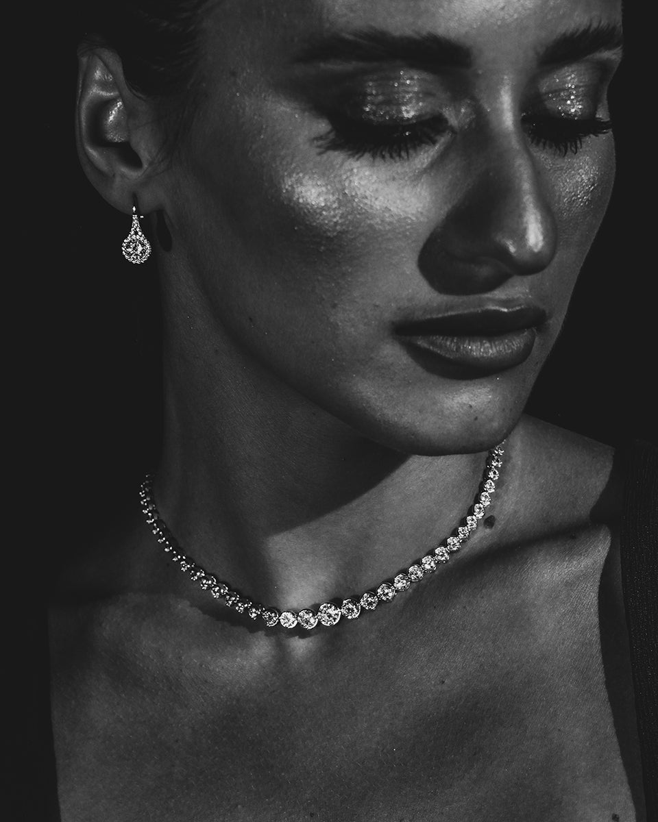 Statement Earrings vs. Heavy Necklaces: How to Frame Your Silhouette - Godfrey Allure | Old Hollywood Sterling Silver Jewelry & Rivière Necklaces