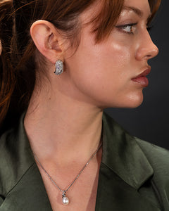 Olivia, Round Cut Simulated Diamond Silver Earrings