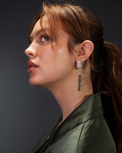 Olivia, Round Cut Simulated Diamond Silver Earrings