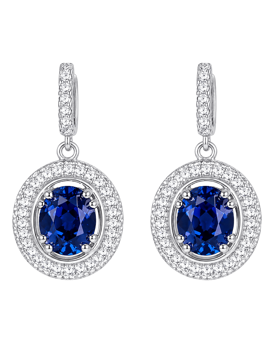 Brigida Drop Earrings — Sapphire Halo - Godfrey Allure | Old Hollywood Sterling Silver Jewelry & Rivière Necklaces