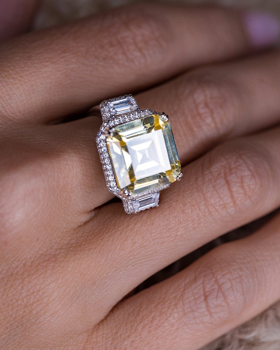 Camilla Ring Featuring Asscher Cut Morganite - Godfrey Allure Jewelry | Crafted in Refined Silver and Allyure Stones™ Designed for Modern Muses