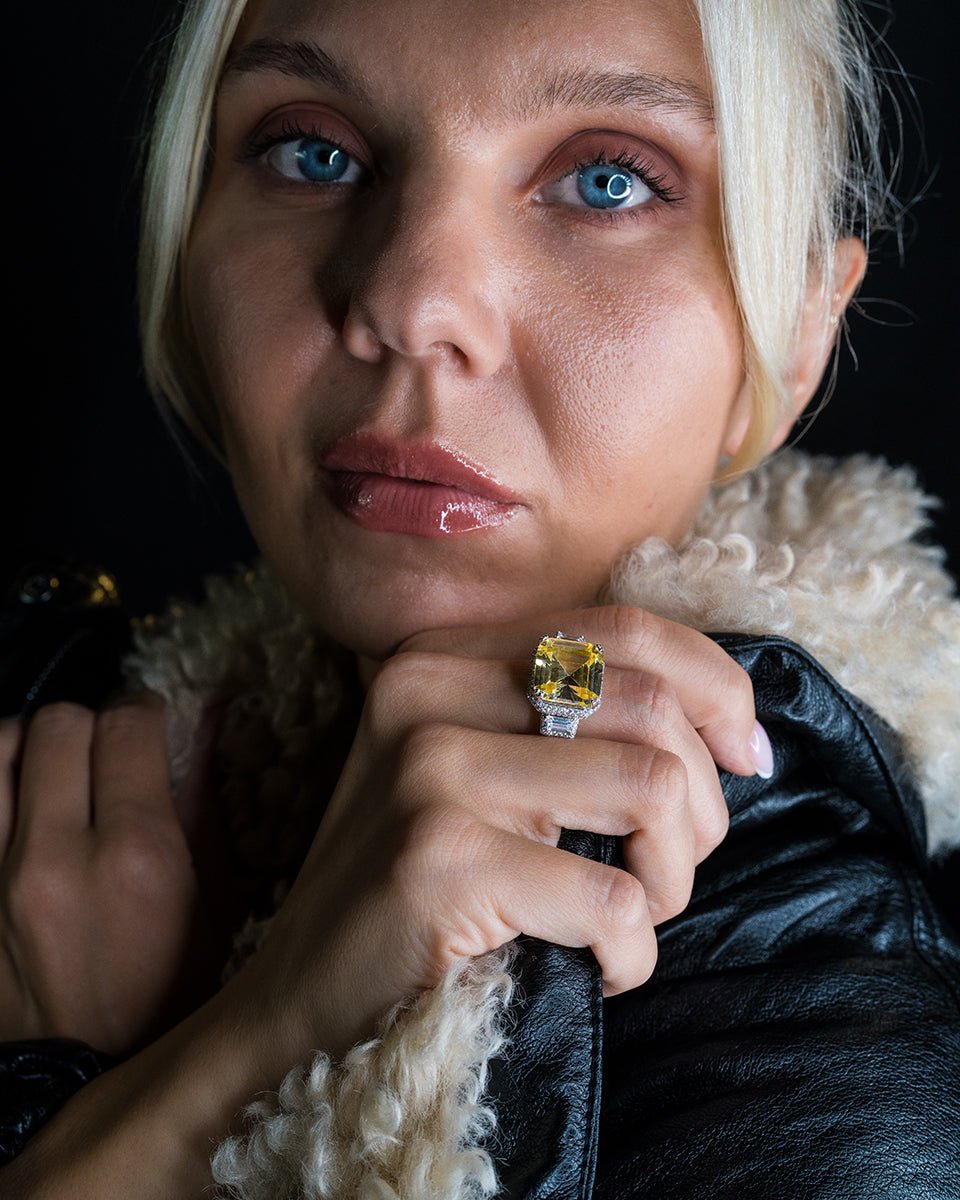 Camilla Ring Featuring Asscher Cut Morganite - Godfrey Allure Jewelry | Crafted in Refined Silver and Allyure Stones™ Designed for Modern Muses