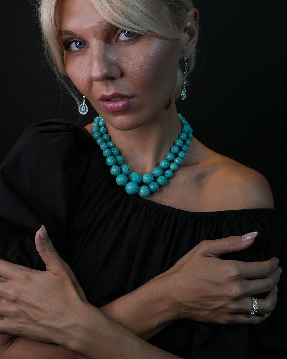 Carlo Necklace in Amalfi Aqua Pearl – Vintage Inspired Riviere Statement by Godfrey Allure