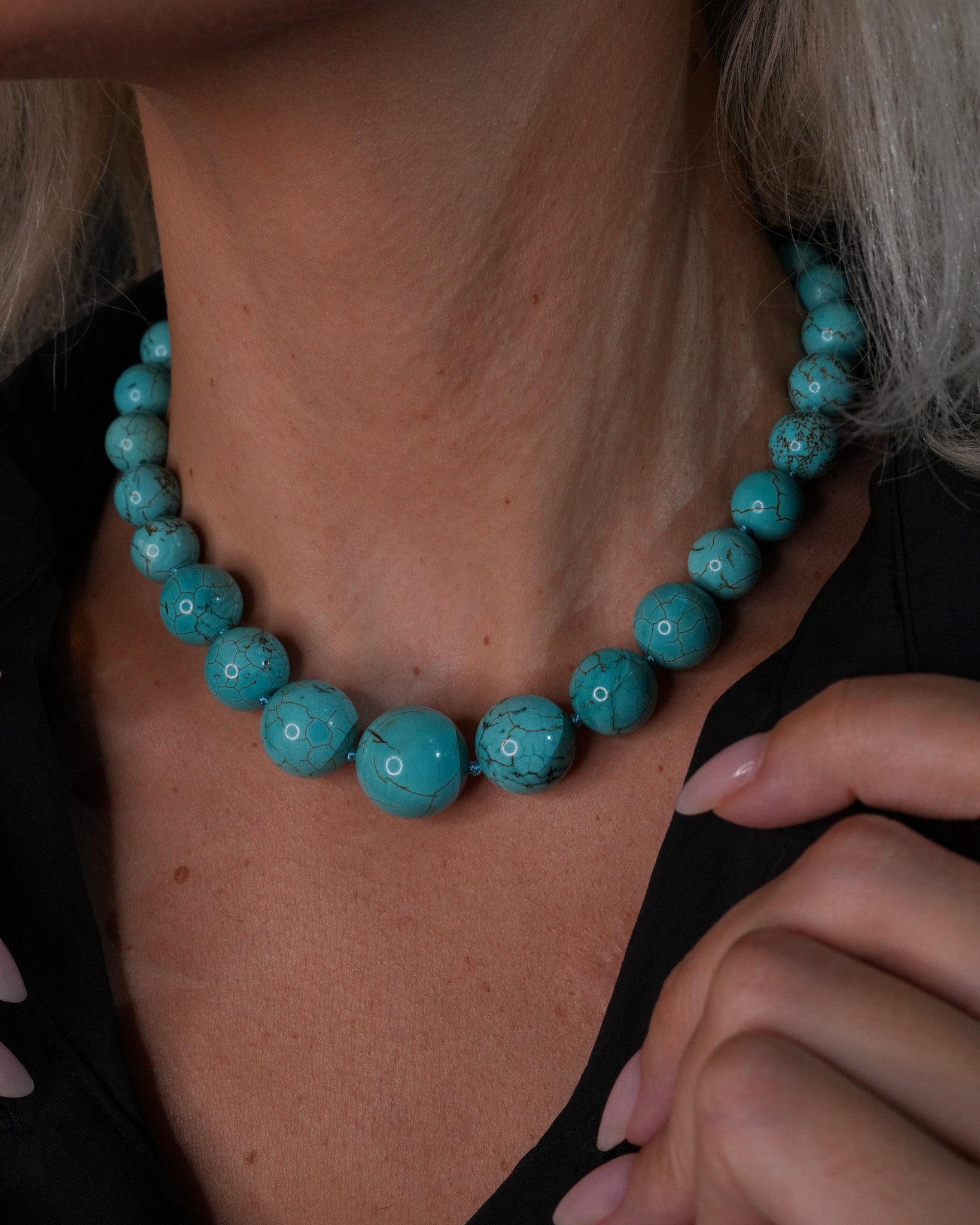 Carlo Necklace in Amalfi Aqua Pearl – Vintage Inspired Riviere Statement by Godfrey Allure