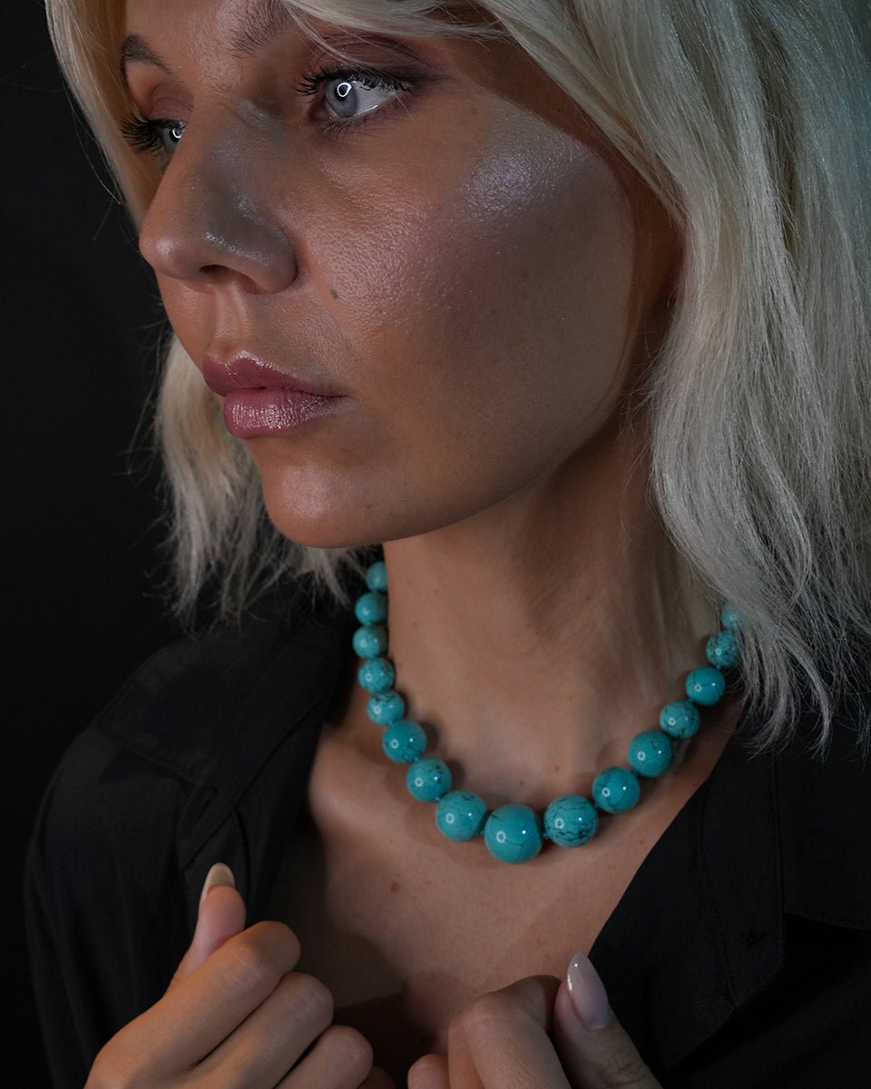 Carlo Necklace in Amalfi Aqua Pearl – Vintage Inspired Riviere Statement by Godfrey Allure