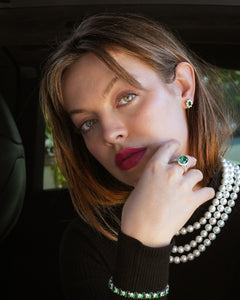 Eden, Oval Shaped Simulated Emerald Sterling Silver Ring - Godfrey Allure Jewelry | Premium Sterling Silver Women’s Jewelry