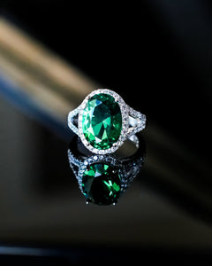 Eden, Oval Shaped Simulated Emerald Sterling Silver Ring - Godfrey Allure Jewelry | Premium Sterling Silver Women’s Jewelry