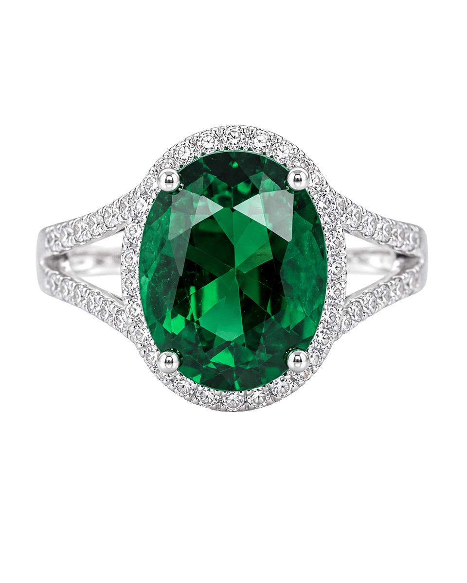 Eden Ring — Oval Emerald - Godfrey Allure | Old Hollywood Sterling Silver Jewelry & Rivière Necklaces
