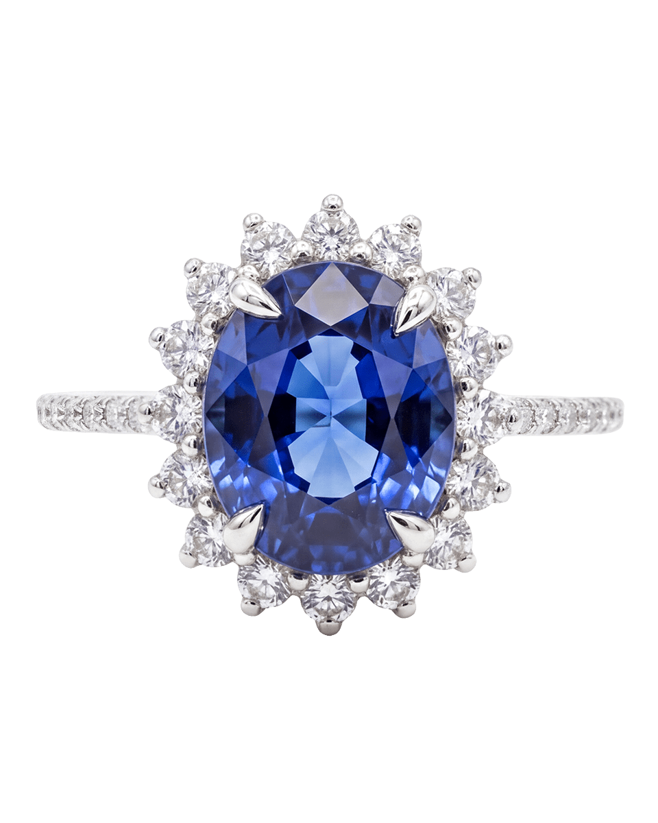 Gardenia Noir Sapphire Halo Ring - Godfrey Allure | Old Hollywood Sterling Silver Jewelry & Rivière Necklaces