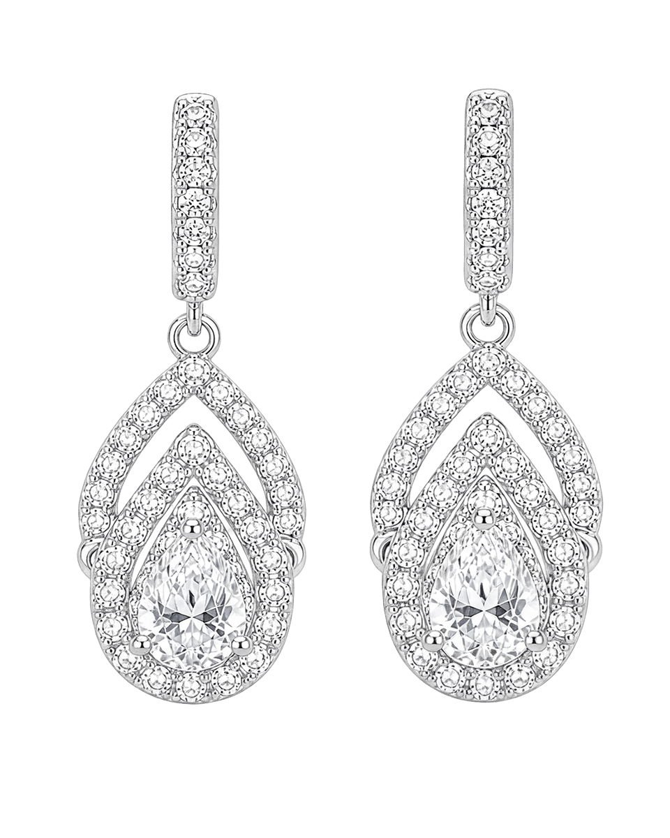 Ida Drop Earrings — Pear Cut - Godfrey Allure | Old Hollywood Sterling Silver Jewelry & Rivière Necklaces
