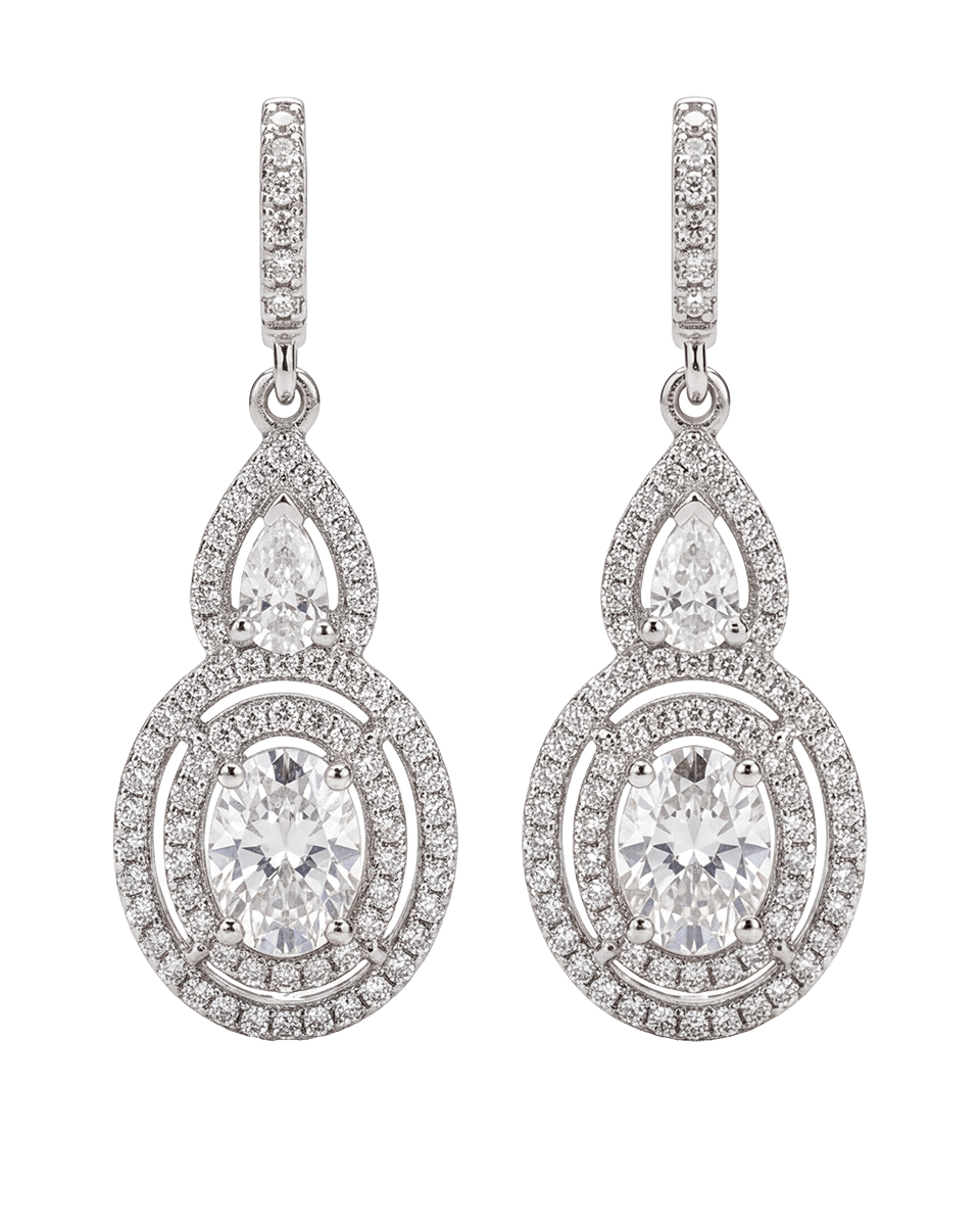Josephine Drop Earrings — Double Stone - Godfrey Allure | Old Hollywood Sterling Silver Jewelry & Rivière Necklaces