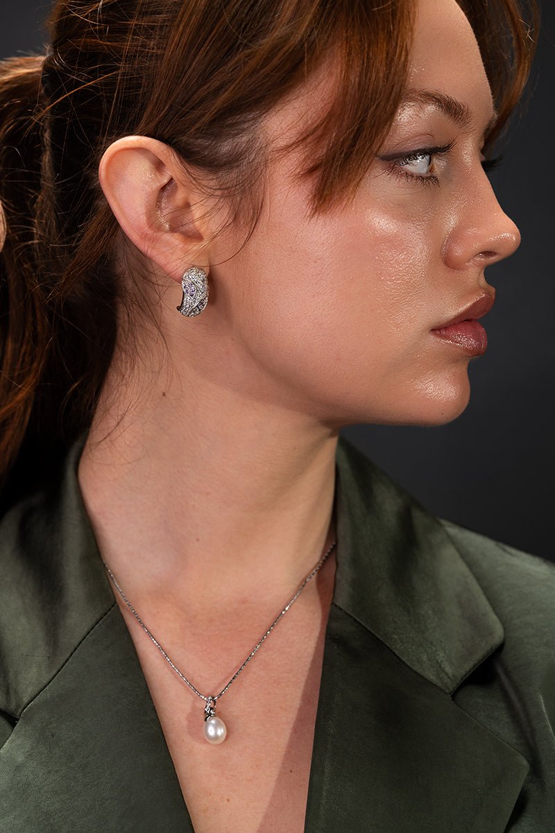 Olivia, Round Cut Simulated Diamond Silver Earrings - Godfrey Allure Jewelry | Refined Sterling Silver Women’s Jewelry