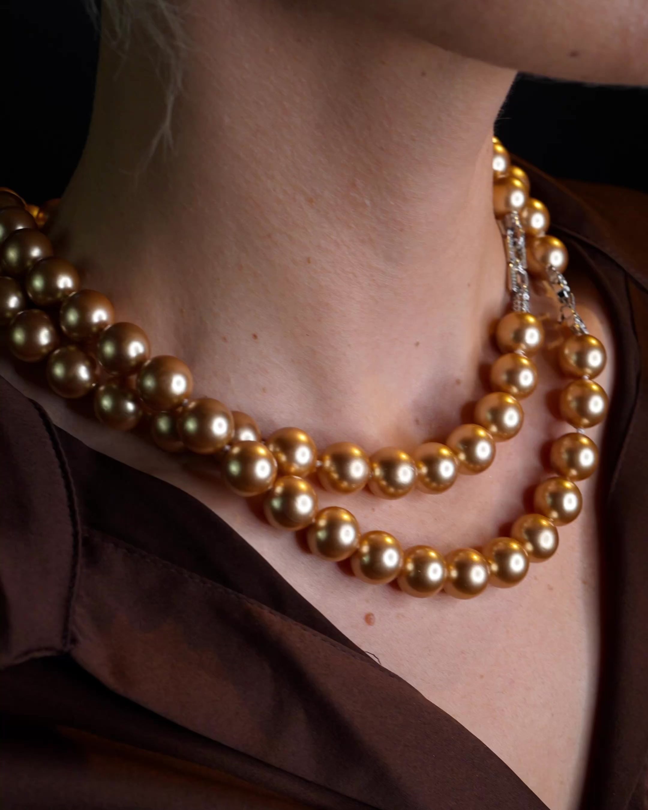 The Mireille Champagne Pearls (Deep,Warm Toned) | By Godfrey Allure