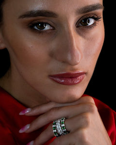 The Follies  emerald and precision-cut stone Ring - Godfrey Allure Jewelry | Refined Silver Women’s Jewelry