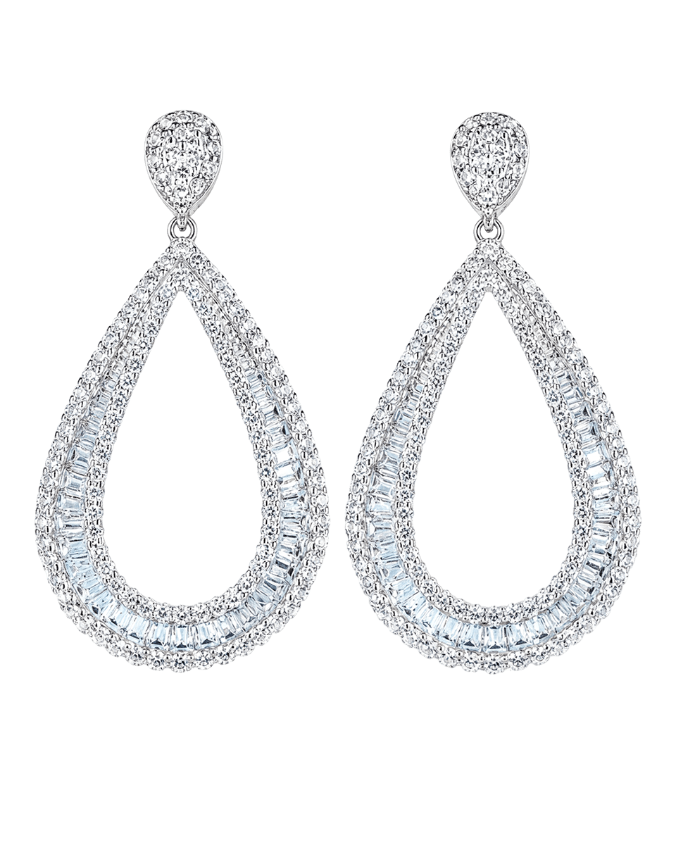 Velez Earrings — Emerald & Round Cut - Godfrey Allure | Old Hollywood Sterling Silver Jewelry & Rivière Necklaces