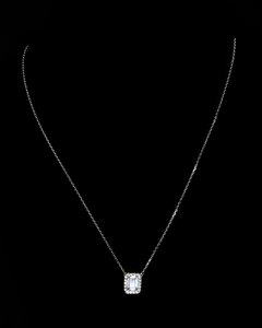 Pixies, Emerald Cut Simulated Diamond Silver Pendant Necklace