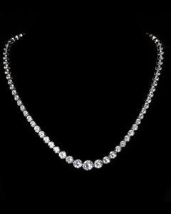 Lombard, Round Cut Bezel Set Silver Riviere Necklace