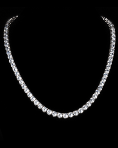 Cornelia, Round Cut Silver SImulated Diamond Riviere Necklace 16 inch