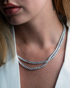 Cornelia, Round Cut Silver  Simulated Diamond Riviere Necklace 18 inch