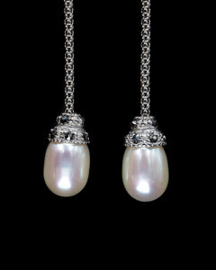 Lupino, Freshwater Pearl  Silver Drop Earrings
