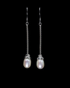 Lupino, Freshwater Pearl  Silver Drop Earrings