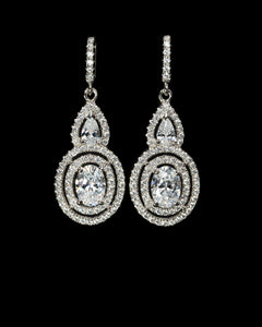 Josephine,  Simulated Diamond Silver Drop Earrings