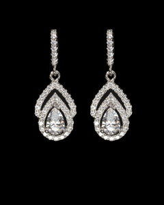 Ida, Simulated Diamond Silver Drop Earrings