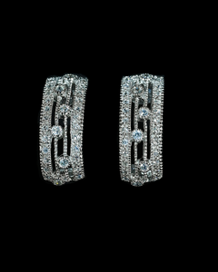 Claudette,  Round Cut Simulated Diamond Silver Earrings