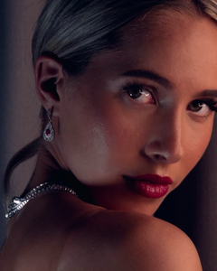 Paola, Simulated Diamond Created Sapphire Silver Drop Earrings