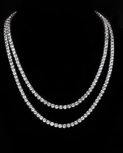 Cornelia Riviere Necklace featuring 84 round-cut simulated diamonds set in sterling silver, 18-inch length for bold elegance