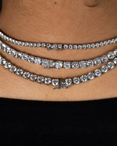 Cornelia Riviere Necklace featuring 84 round-cut simulated diamonds set in sterling silver, 18-inch length for bold elegance