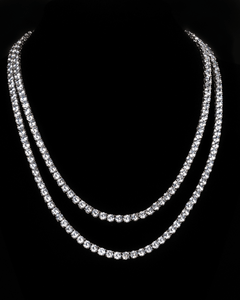 Irene Riviere Necklace with 111 round simulated diamonds, 18” sterling silver chain, secured in classic prong settings