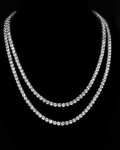 Cornelia, Round Cut Silver SImulated Diamond Riviere Necklace 16 inch